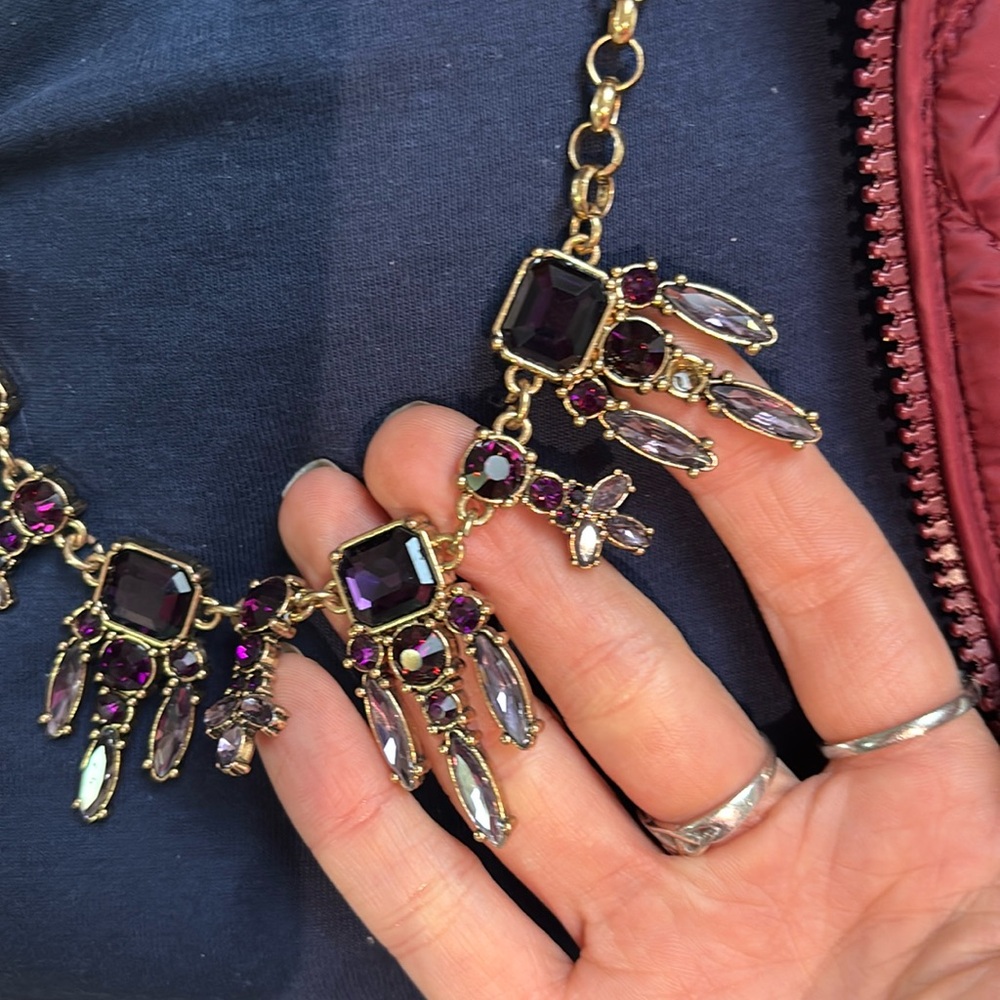 Iman purple crystal statement necklace